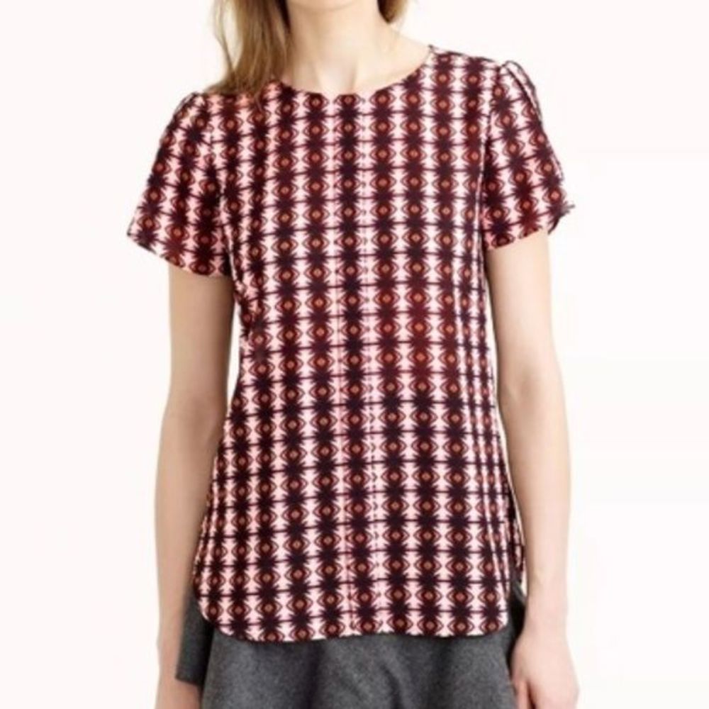 J. Crew Petal Sleeve Top in Shadow Diamond Size 8